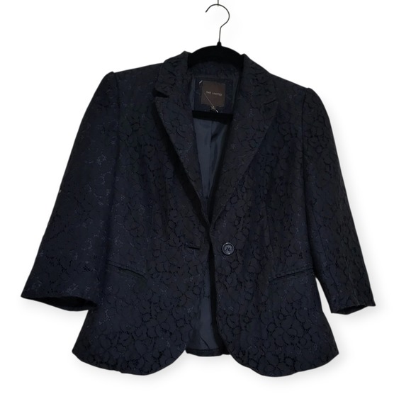 The Limited Jackets & Blazers - The Limited Womens S Black Lace Blazer Dark Academia Goth Coquette 3/4 Sleeve